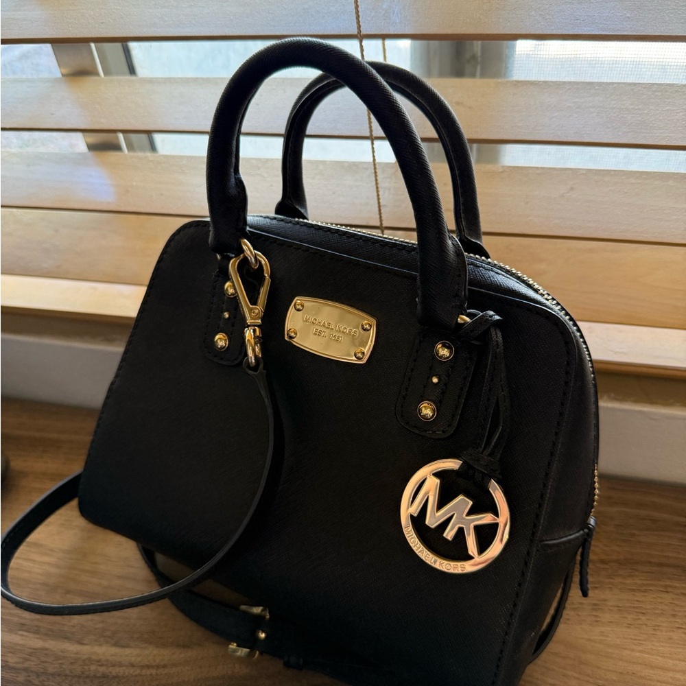 Michael Kors Black and Gold Satchel